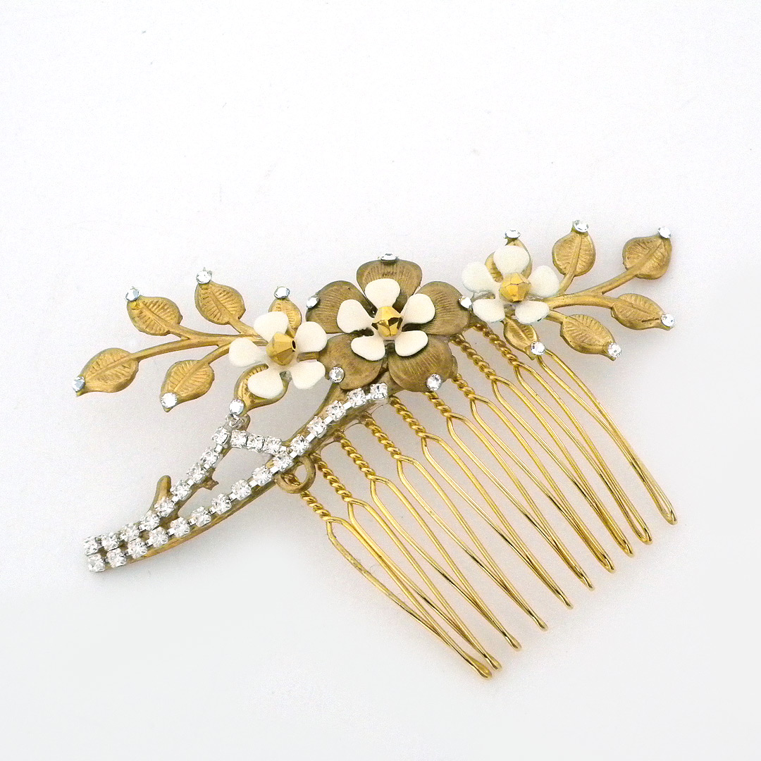Justine M Couture | Small Gold Hair Comb, Crystals