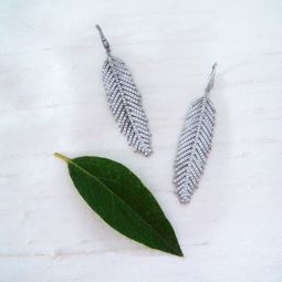 Feather Earrings, Pave CZ