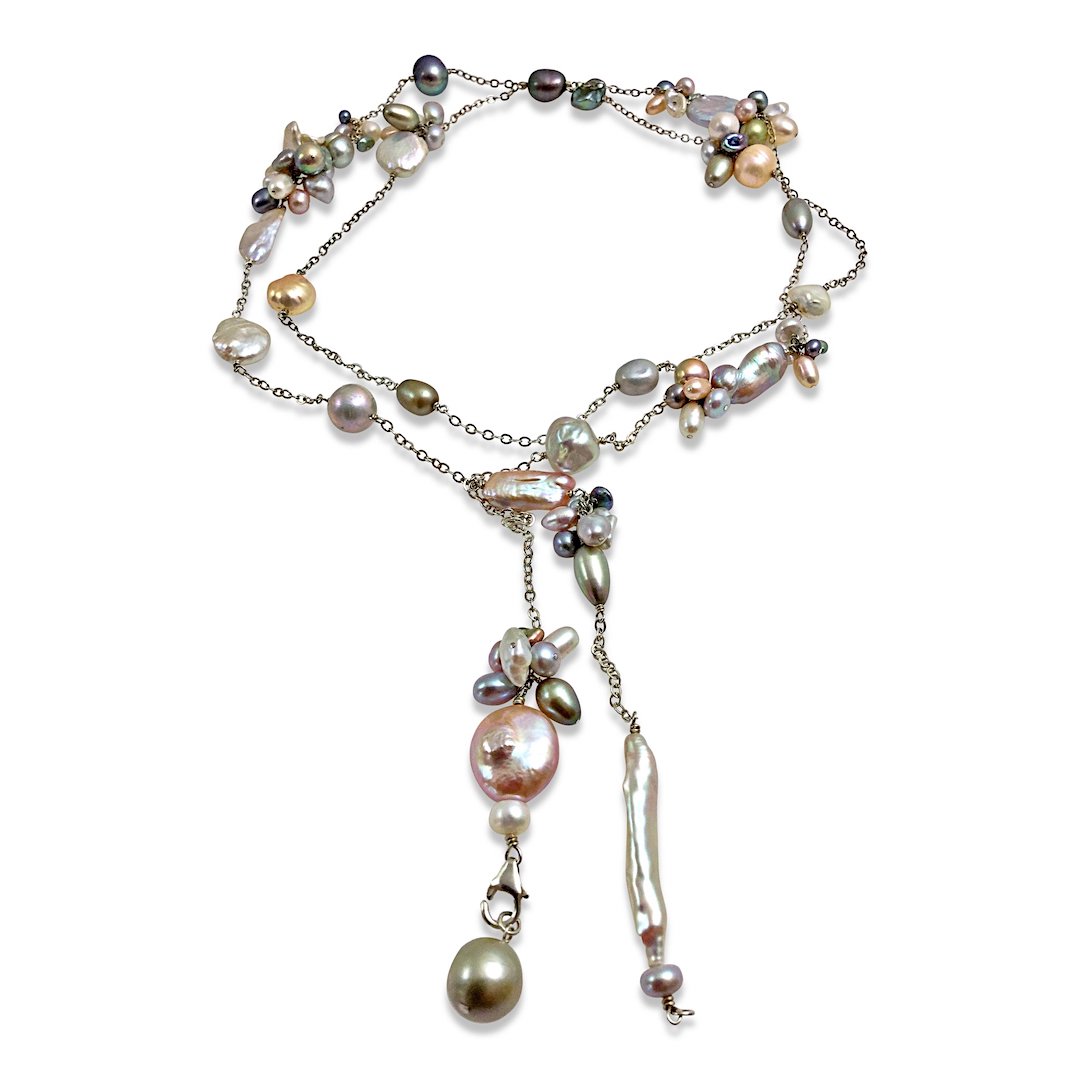 Bryn Pearl Lariat Necklace - 16