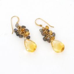 Citrine Drops with Gem Stone Cluster