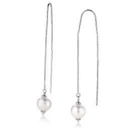 Threaded Chain Pearl Drop Earrings