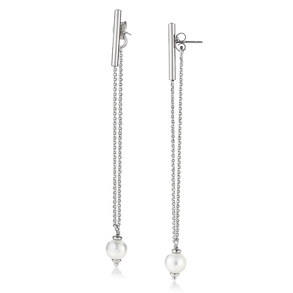 Joia De Majorca Modern Pearls | Long Pearl Drop Earrings