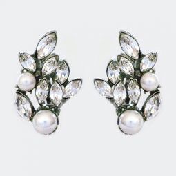 Marquis Crystal & Pearl Clip-On Earrings