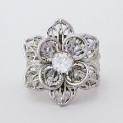 Floral Crystal Cocktail Ring SALE 70% OFF