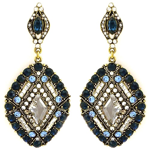 vintage  badgley Mischka chandelier  Crystal mischka earrings Earrings Badgley Vintage Statement  Blue