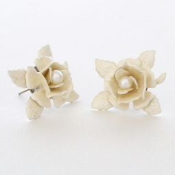 Rose Bouquet Studs in Pearl
