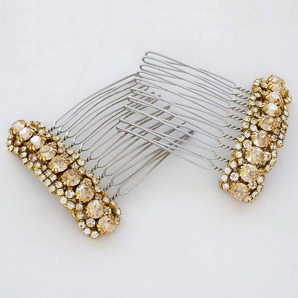 Erin Cole Bridal Combs | Gold Encrusted Crystal Comb Set