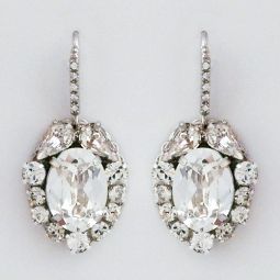 Oval Cluster Crystal Drop Earrings