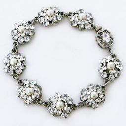 Vintage Crystal Cluster Bracelet with Pearls Sale