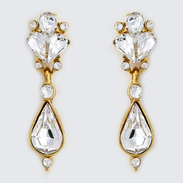 Ben-Amun Jewelry | Gold Crystal Teardrop Earrings Deco Style