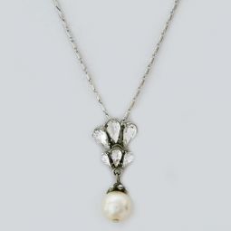 Pearl Drop Pendant with Crystal Cluster