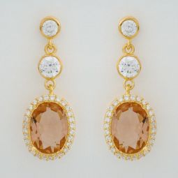 Champagne & CZ Gold Drop Earrings SALE!!