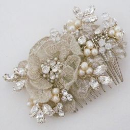Embroidered Tulle  Floral Comb SALE!! 55% OFF!