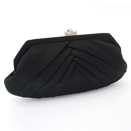 Vintage Black Satin Evening Clutch Bag Designer Bag Black 