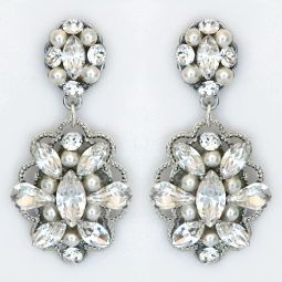 Crystal & Pearl Drop Bridal Earrings SALE!! 70% OFF!!